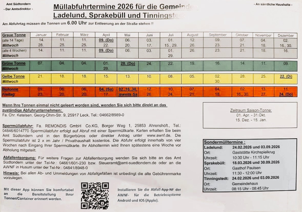Müllabfuhrtermine 2026